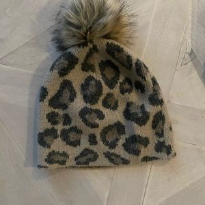 Leopard pom beanie